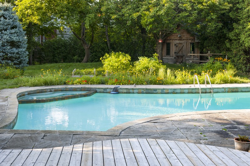 Swimming pool build in backyard