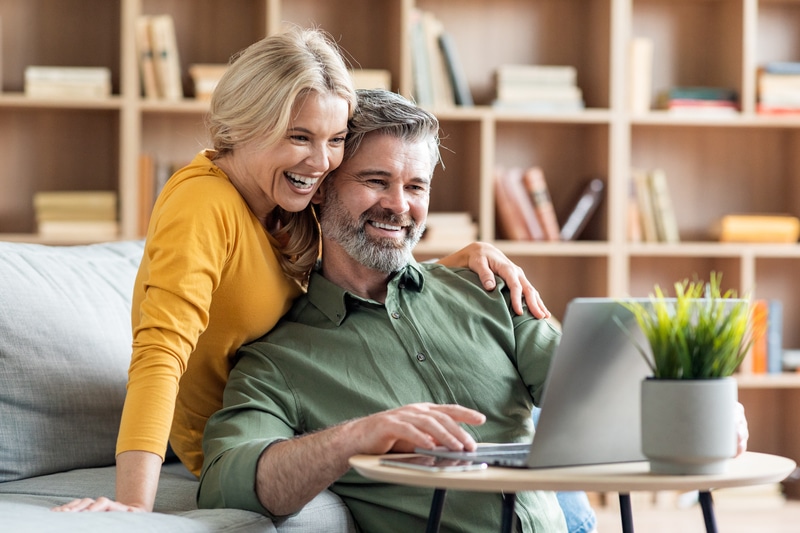 Couple investigating home improvement loans online