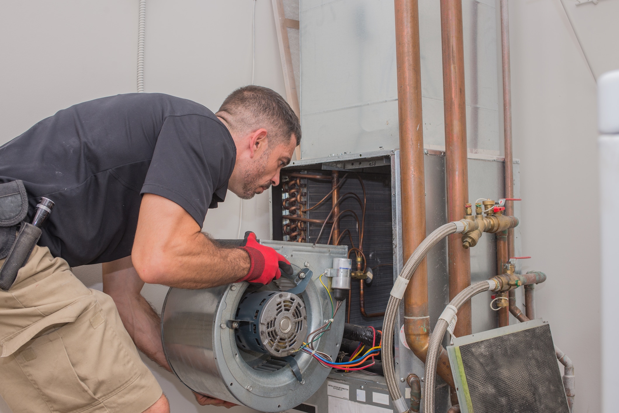 professional contractor installing a new HVAC system with HVAC financing