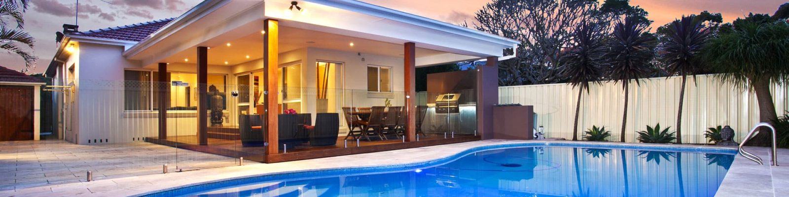 Beautiful backyard scene paid with swimming pool loans